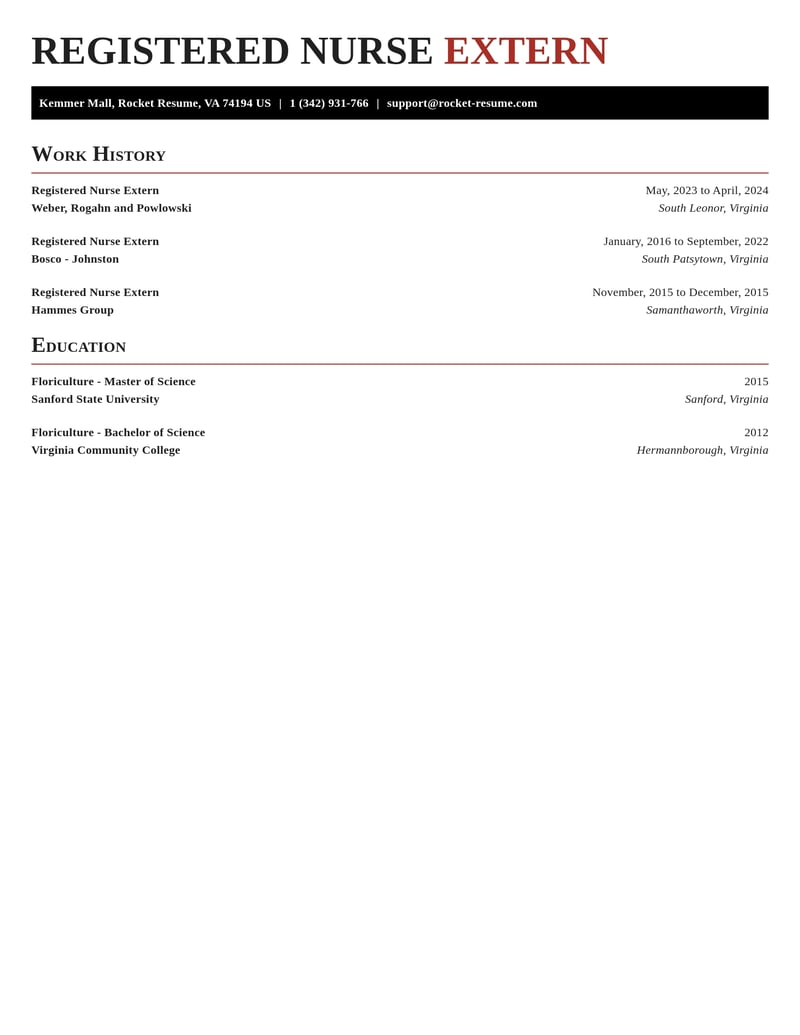 registered nurse extern healthcare resume exquisite template 0 exq