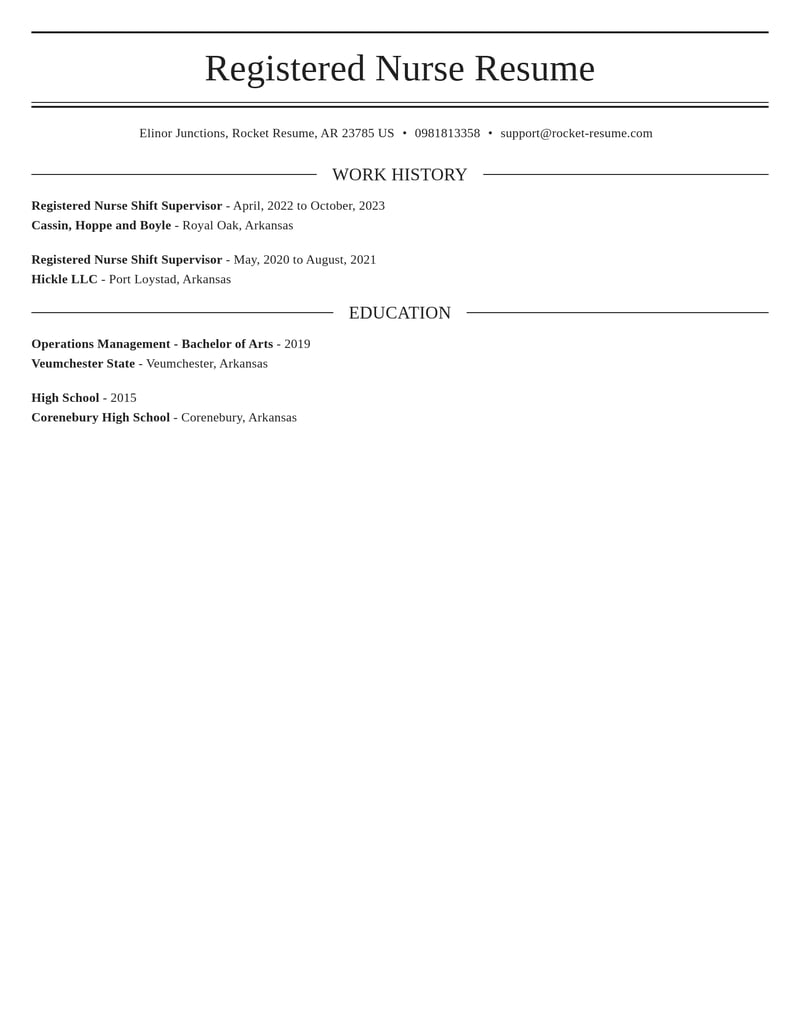 registered nurse shift supervisor healthcare resume elegant template 0 ele
