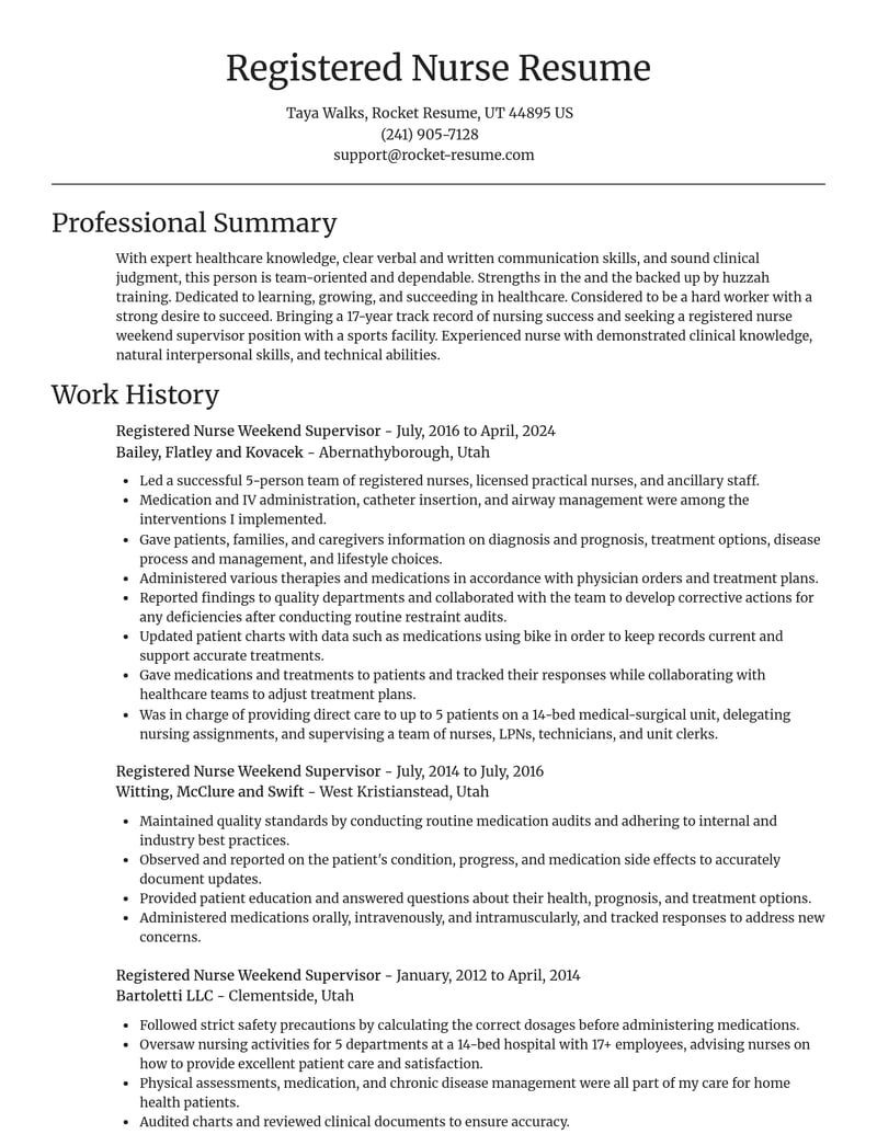 registered nurse weekend supervisor healthcare resume focal point template 0 foc