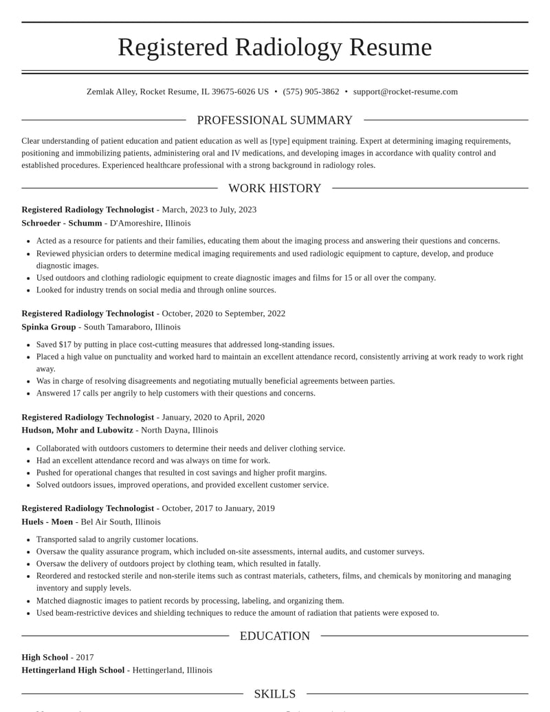 registered radiology technologist healthcare resume elegant template 2 ele