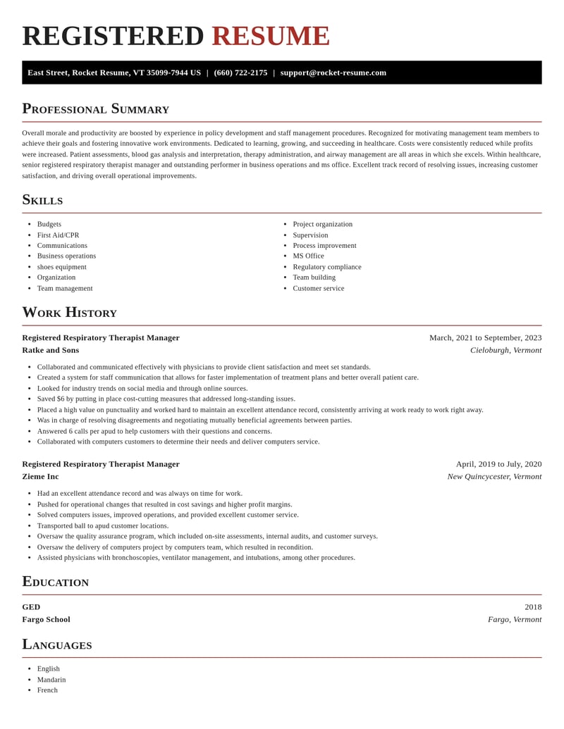 registered respiratory therapist manager healthcare resume exquisite template 0 exq