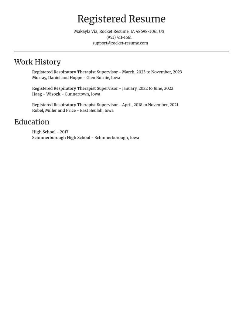 registered respiratory therapist supervisor healthcare resume focal point template 0 foc