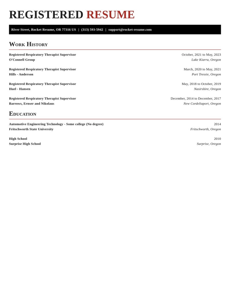 registered respiratory therapist supervisor healthcare resume exquisite template 1 exq