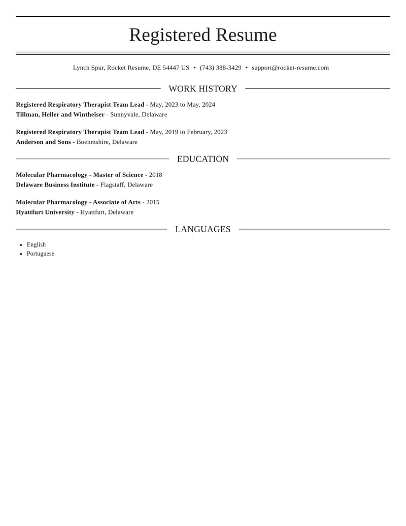 registered respiratory therapist team lead healthcare resume elegant template 0 ele