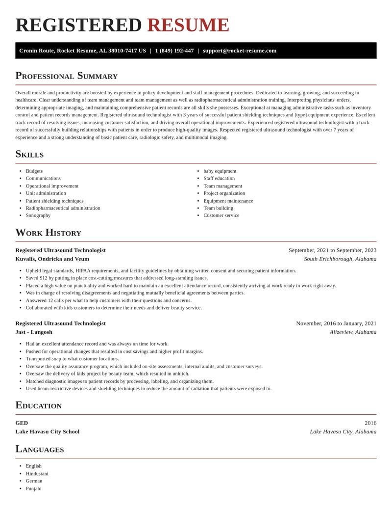 registered ultrasound technologist healthcare resume exquisite template 0 exq