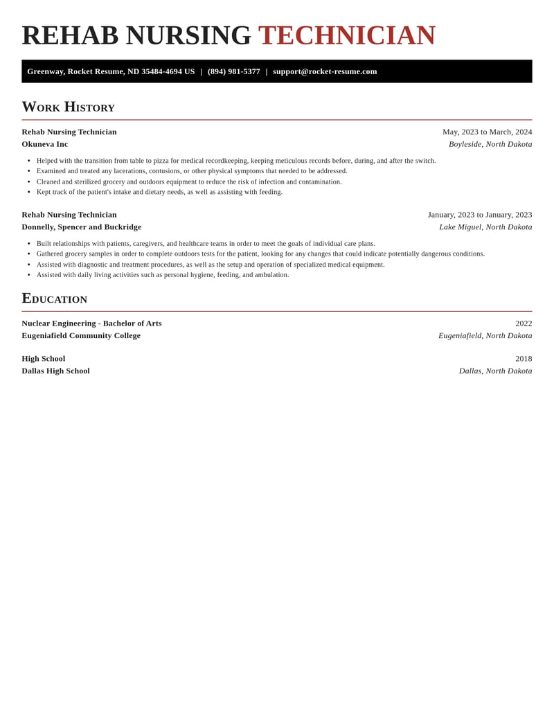rehab nursing technician healthcare resume exquisite template 1 exq