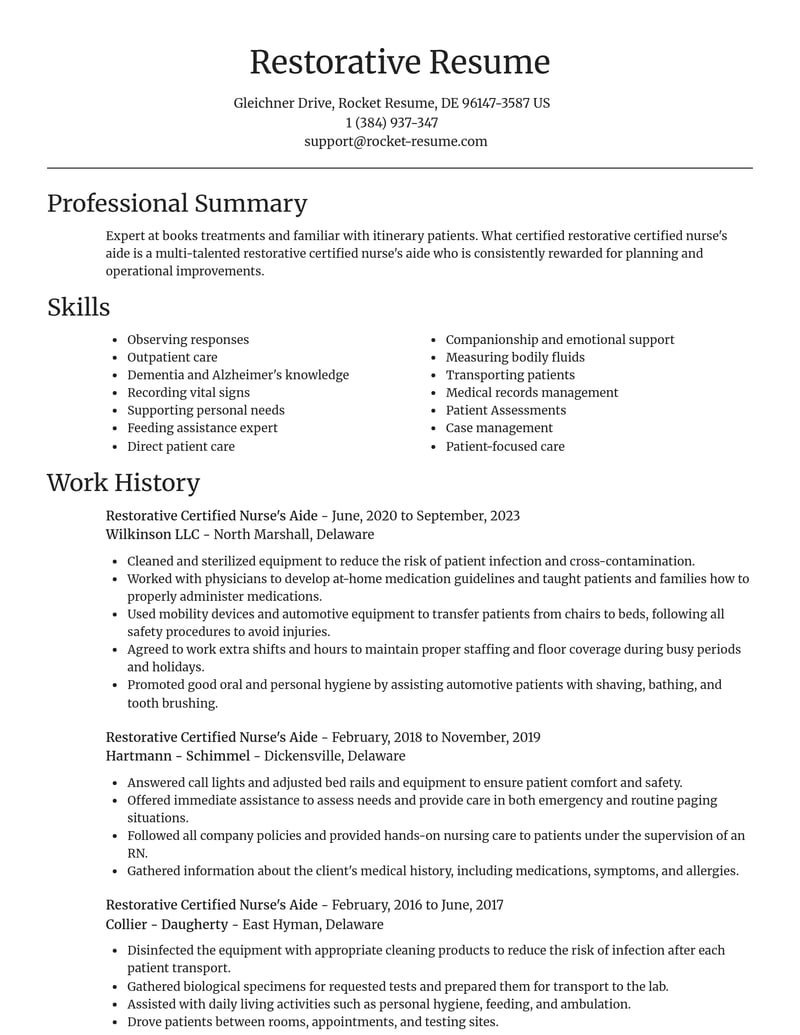 restorative certified nurses aide healthcare resume focal point template 0 foc