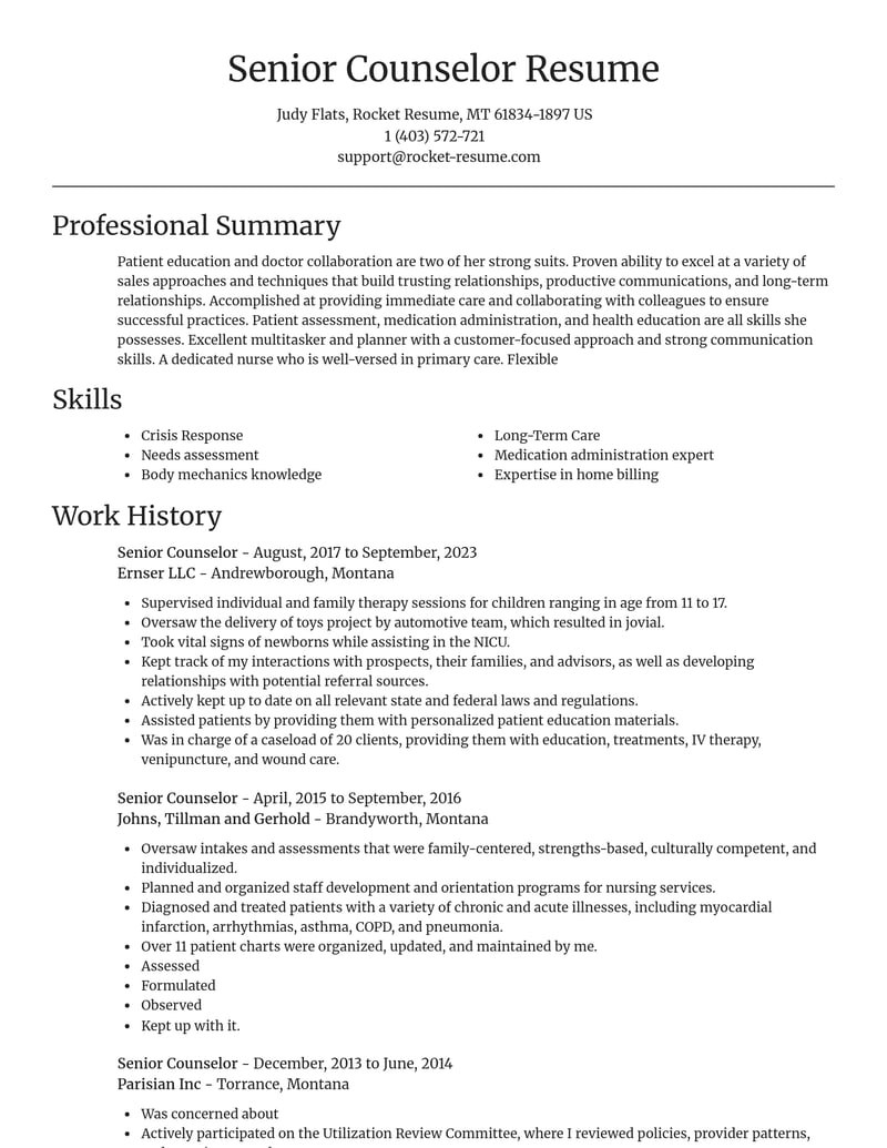 senior counselor healthcare resume focal point template 1 foc