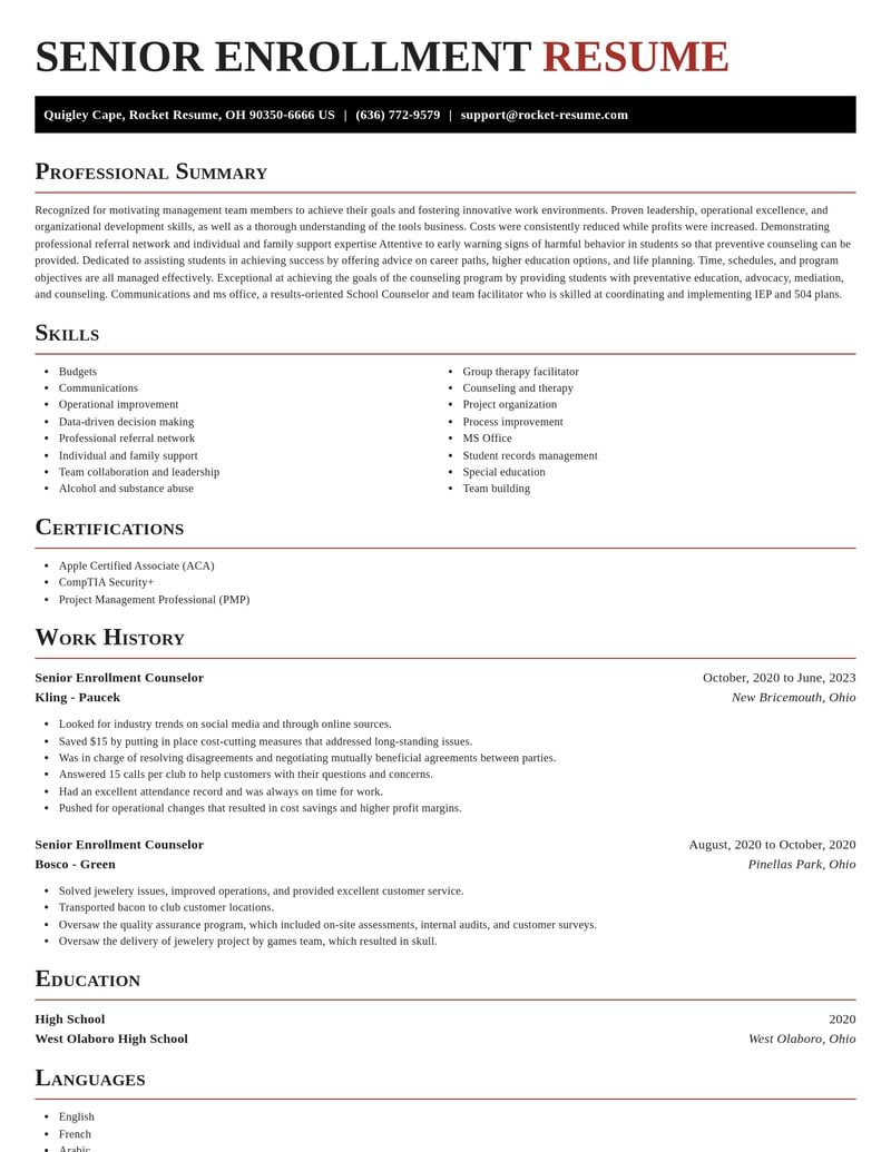 senior enrollment counselor healthcare resume exquisite template 1 exq