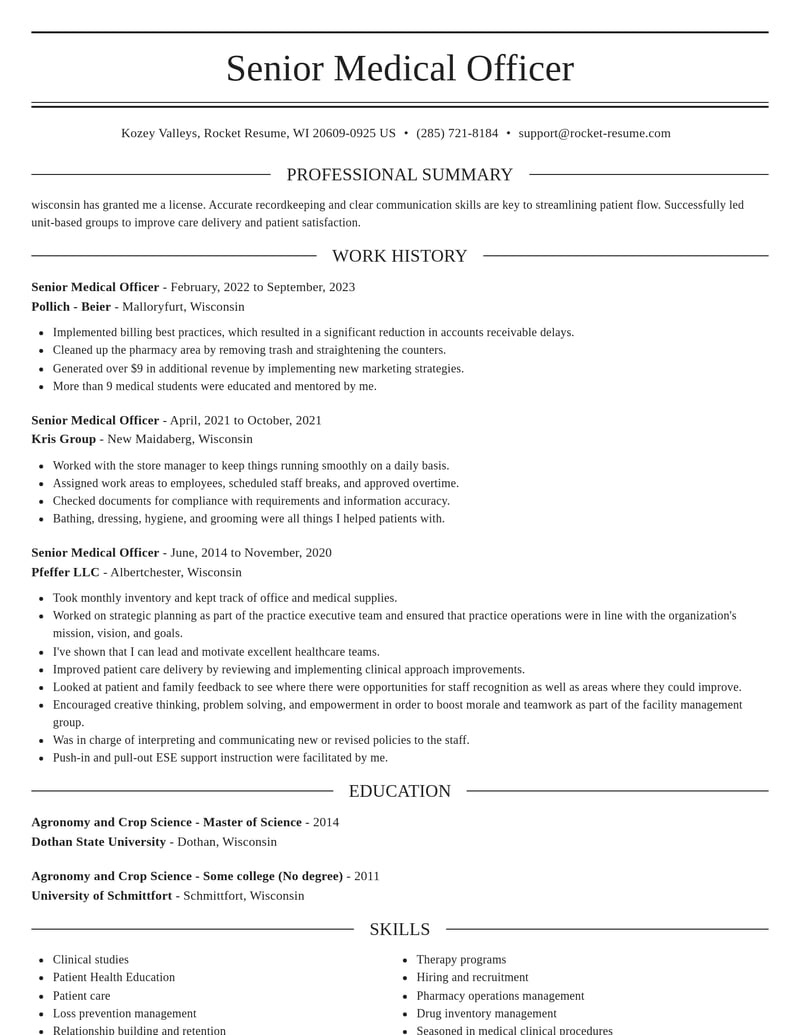 senior medical officer healthcare resume elegant template 2 ele