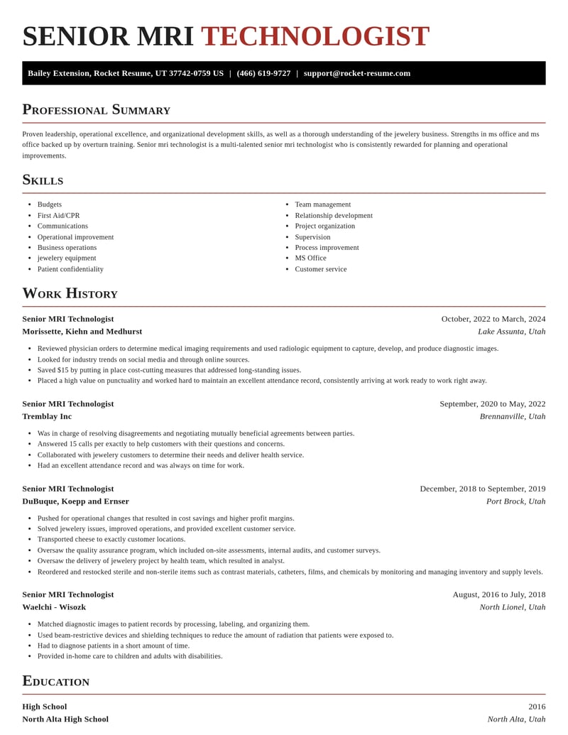 senior mri technologist healthcare resume exquisite template 0 exq