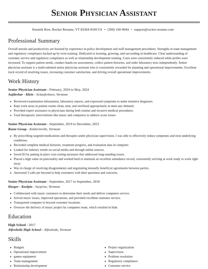 senior physician assistant healthcare resume classic template 0 cla