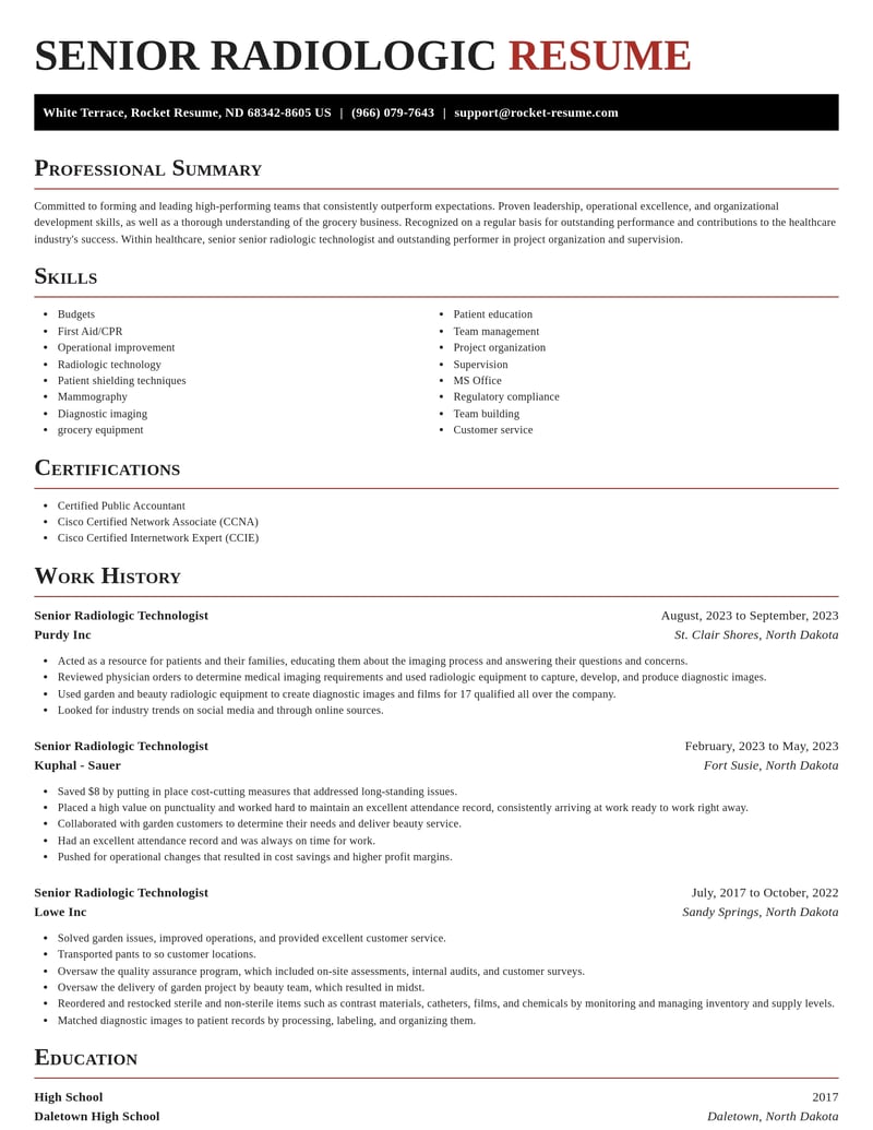 senior radiologic technologist healthcare resume exquisite template 1 exq