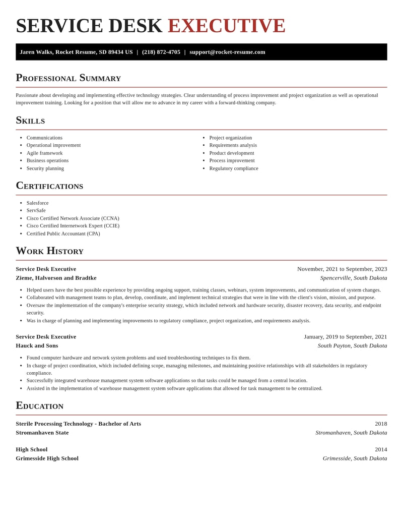 service desk executive healthcare resume exquisite template 0 exq
