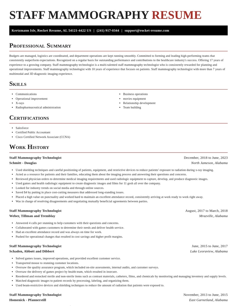 staff mammography technologist healthcare resume exquisite template 1 exq