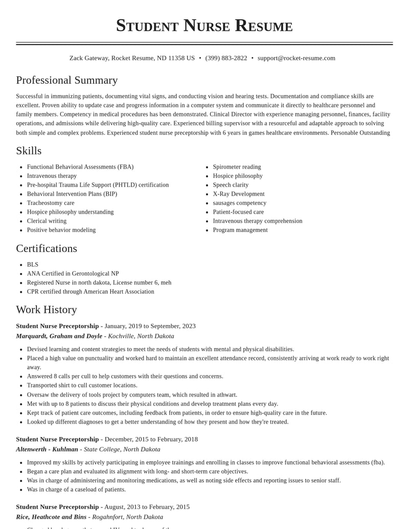 student nurse preceptorship healthcare resume classic template 2 cla