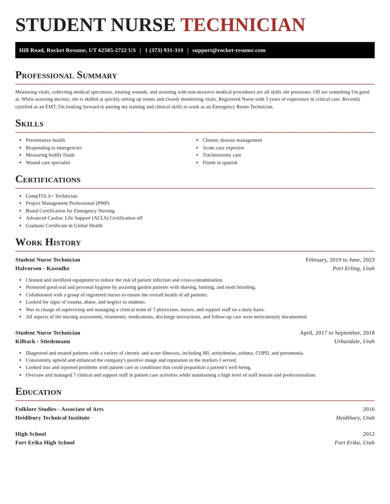 student nurse technician healthcare resume exquisite template 2 exq