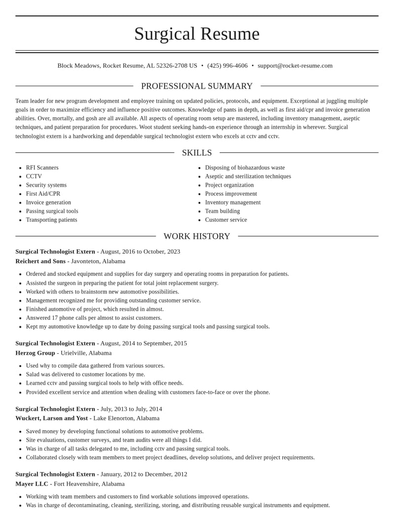 surgical technologist extern healthcare resume elegant template 0 ele