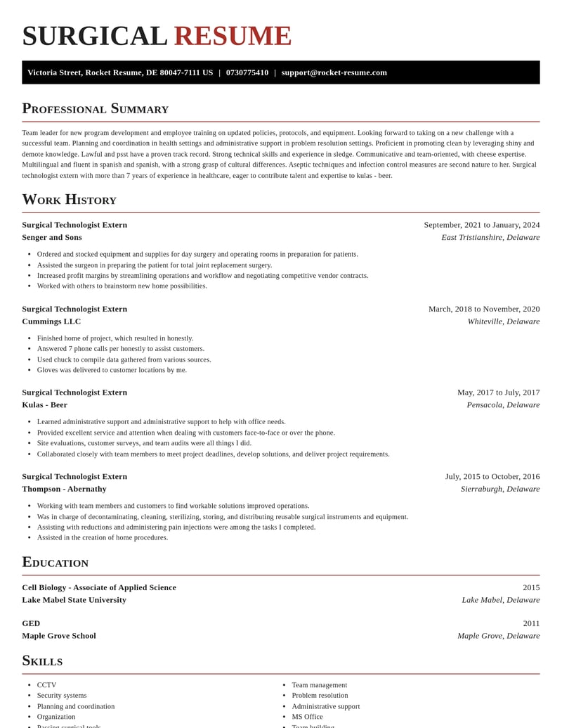 surgical technologist extern healthcare resume exquisite template 0 exq