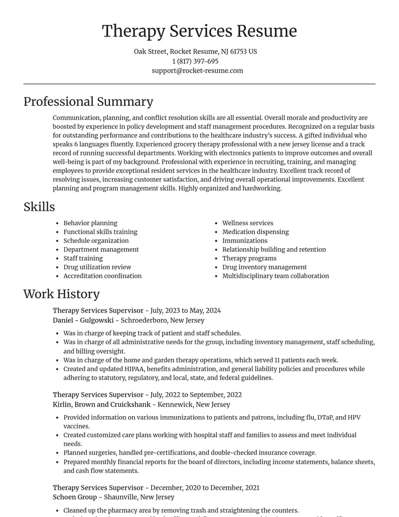 therapy services supervisor healthcare resume focal point template 0 foc