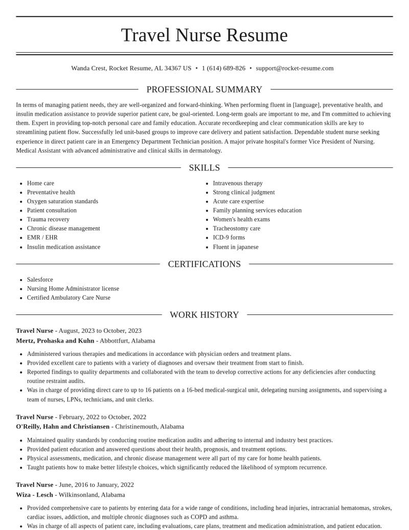 travel nurse healthcare resume elegant template 2 ele