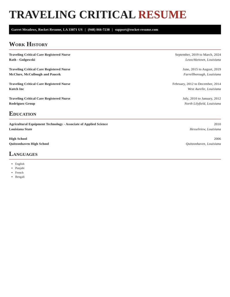 traveling critical care registered nurse healthcare resume exquisite template 0 exq