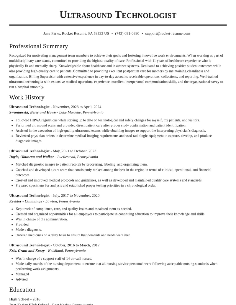 ultrasound technologist healthcare resume classic template 1 cla