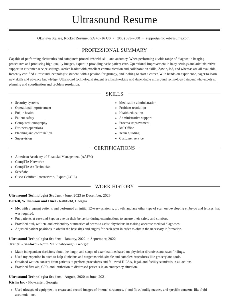 ultrasound technologist student healthcare resume elegant template 2 ele