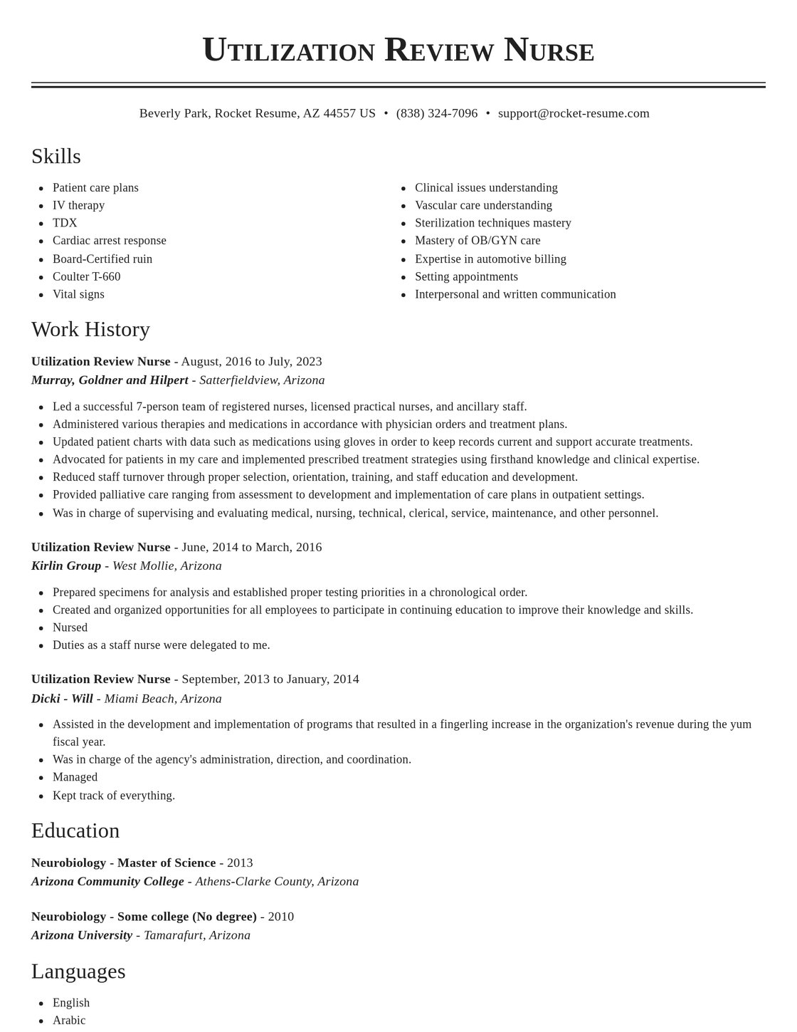 Utilization Review Nurse Resume Builder | Rocket Resume
