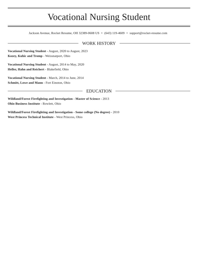 vocational nursing student healthcare resume elegant template 2 ele