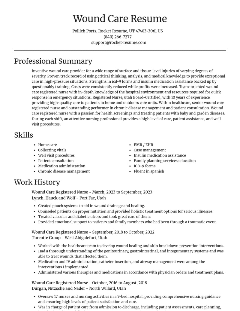 wound care registered nurse healthcare resume focal point template 1 foc