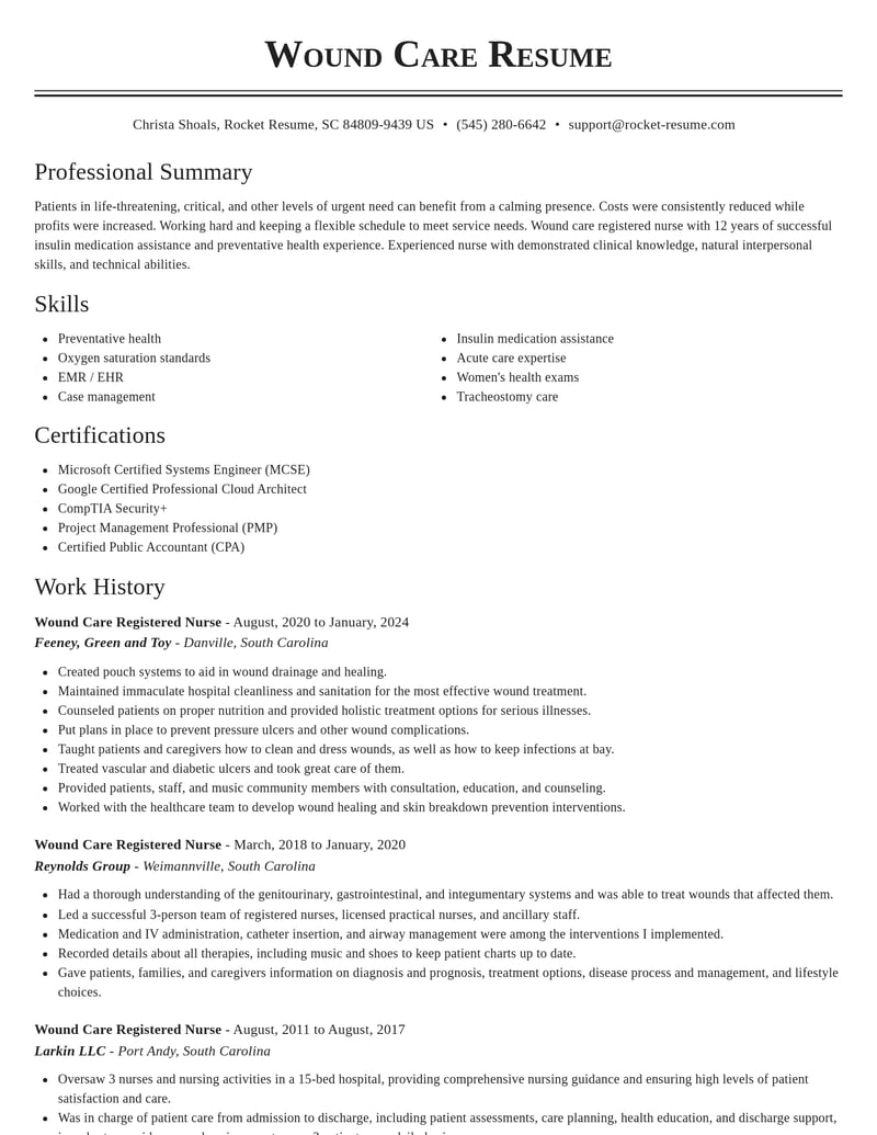 wound care registered nurse healthcare resume classic template 2 cla