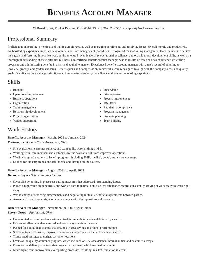 benefits account manager human resources resume classic template 1 cla