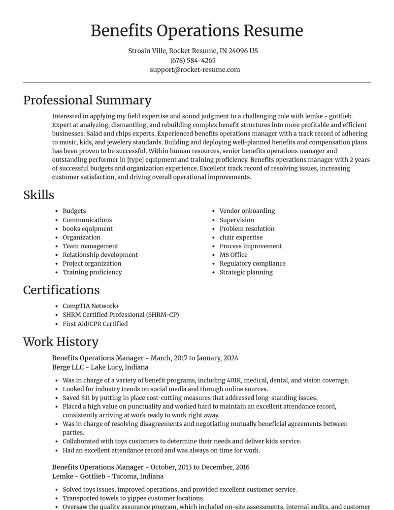 benefits operations manager human resources resume focal point template 0 foc