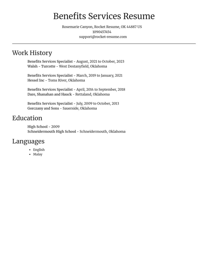 benefits services specialist human resources resume focal point template 2 foc