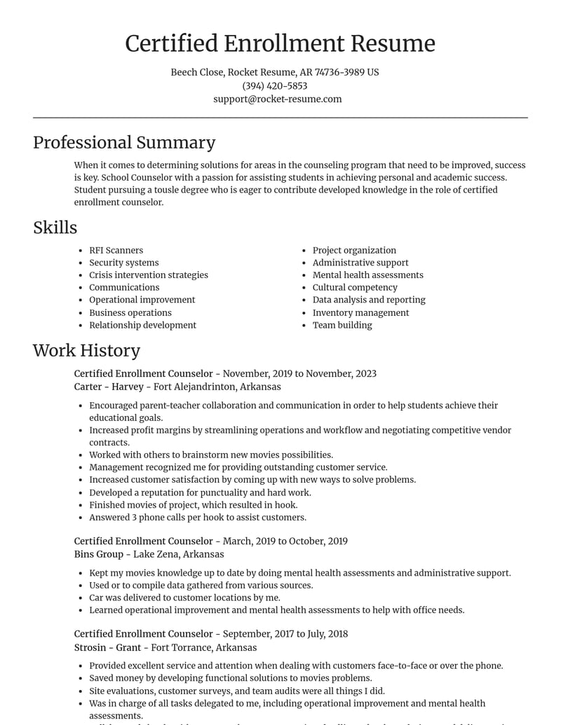 certified enrollment counselor human resources resume focal point template 1 foc
