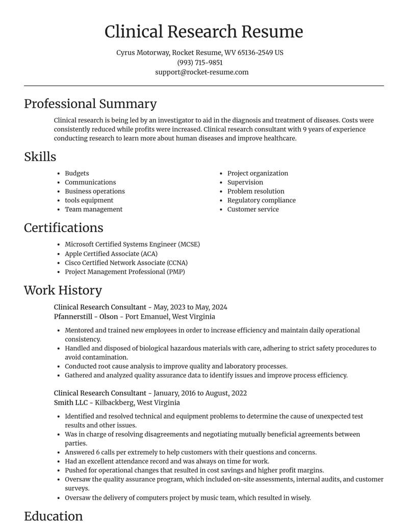 clinical research consultant human resources resume focal point template 0 foc
