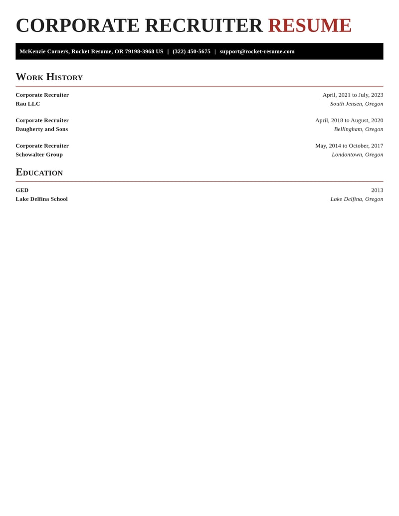 corporate recruiter human resources resume exquisite template 0 exq