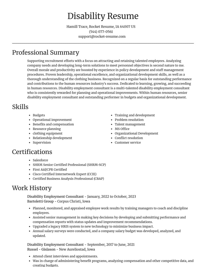 disability employment consultant human resources resume focal point template 2 foc