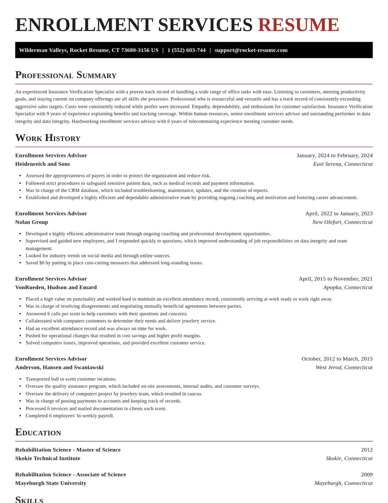 enrollment services advisor human resources resume exquisite template 2 exq