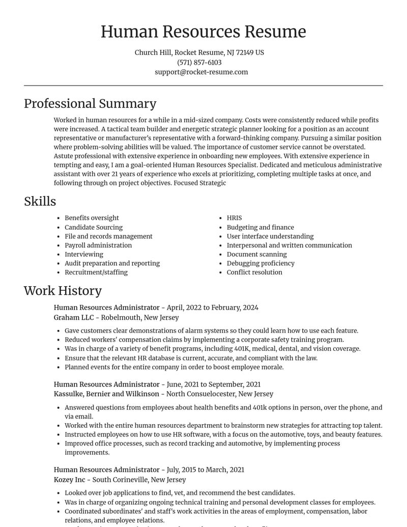 human resources administrator human resources resume focal point template 1 foc