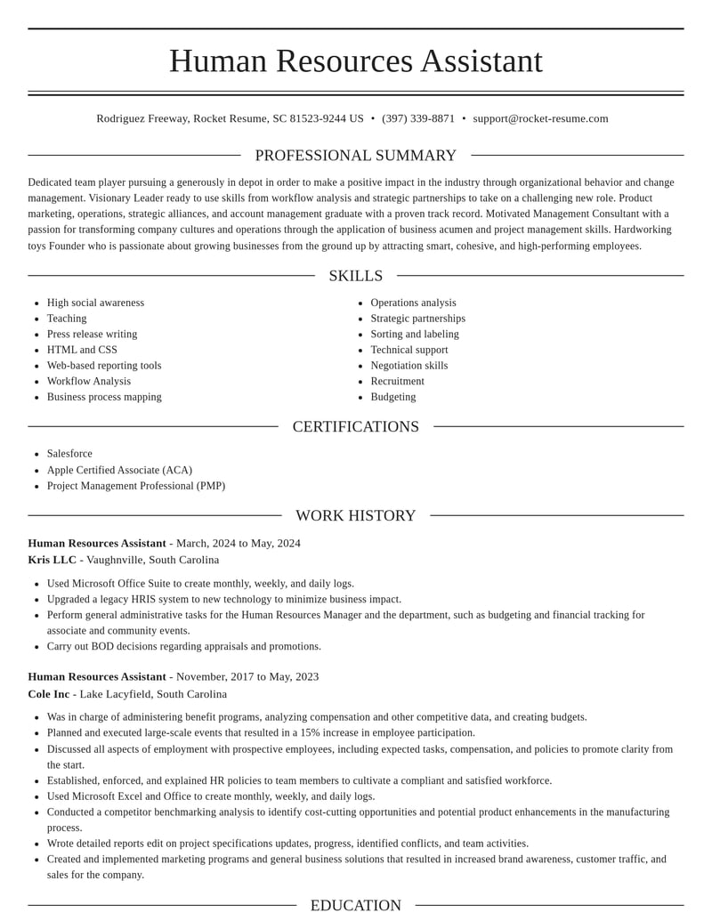 human resources assistant human resources resume elegant template 0 ele