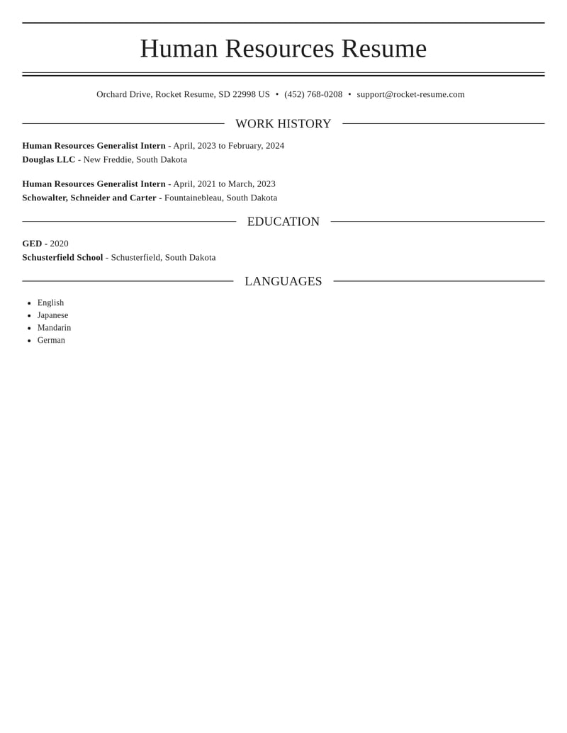human resources generalist intern human resources resume elegant template 0 ele
