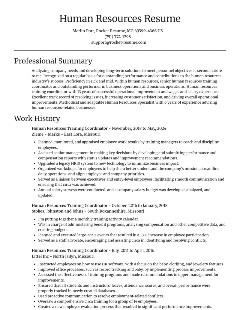 human resources training coordinator human resources resume focal point template 0 foc