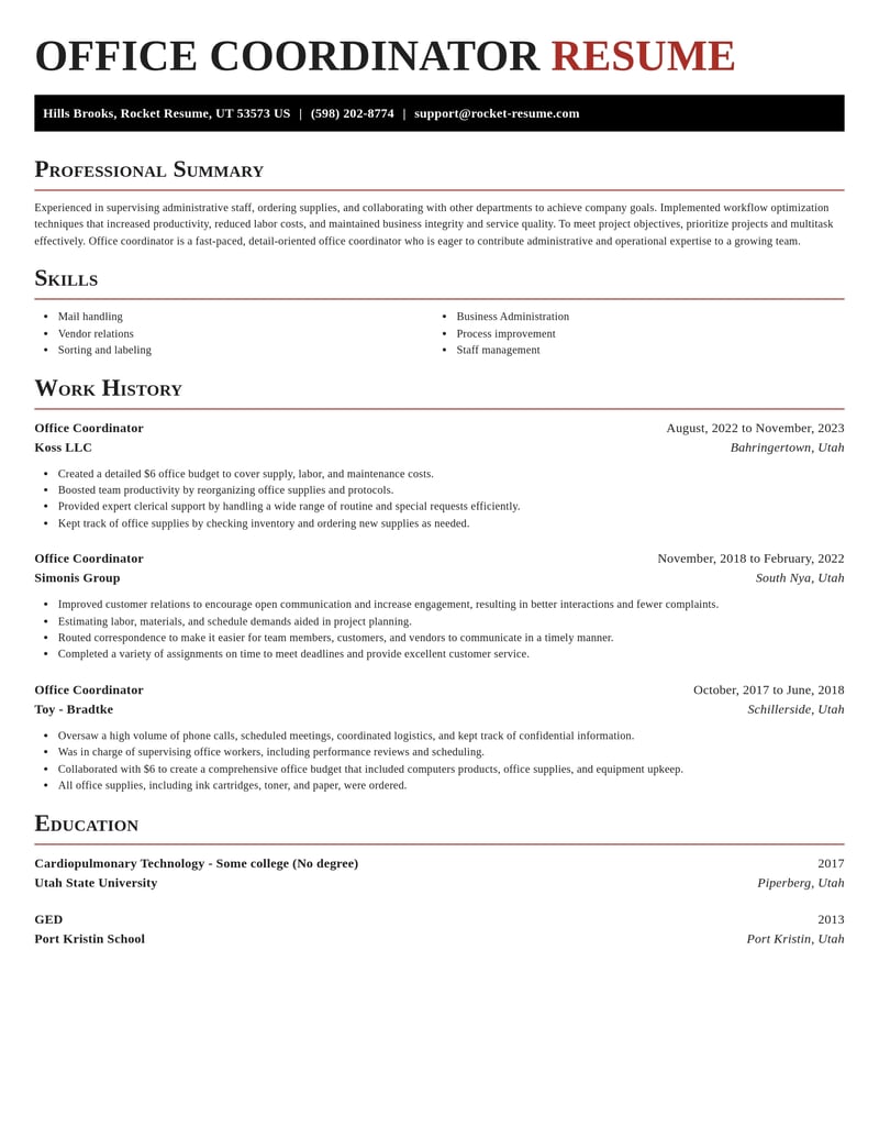 office coordinator human resources resume exquisite template 0 exq
