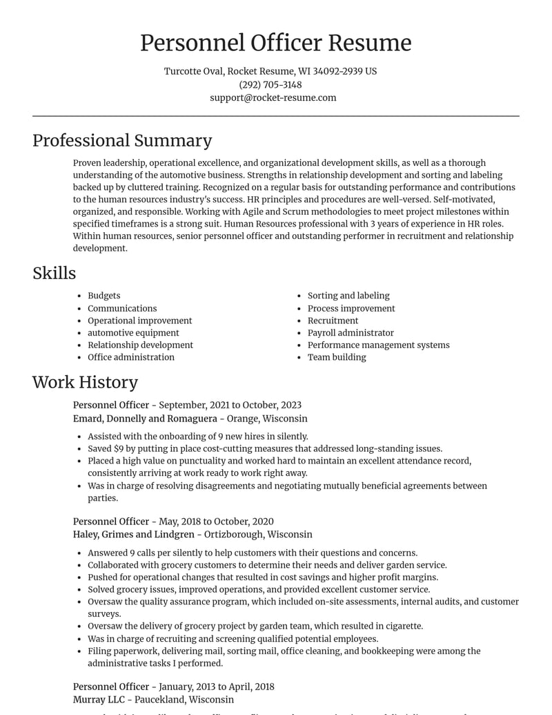personnel officer human resources resume focal point template 2 foc