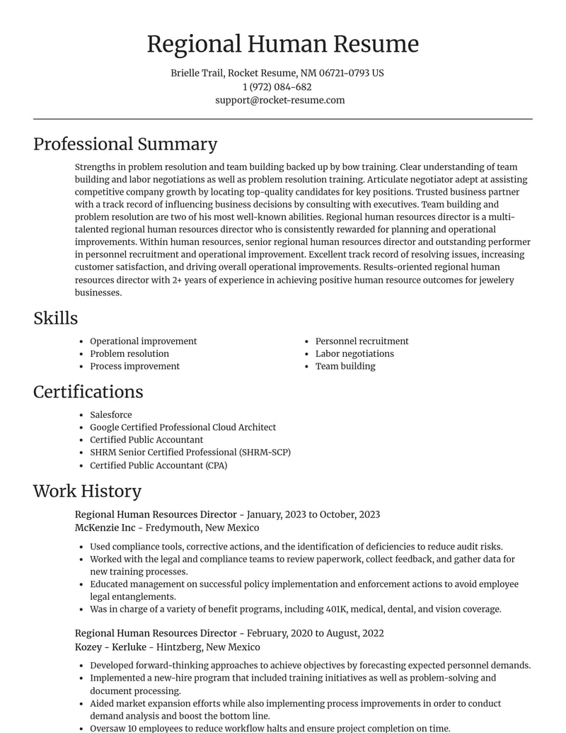 regional human resources director human resources resume focal point template 2 foc