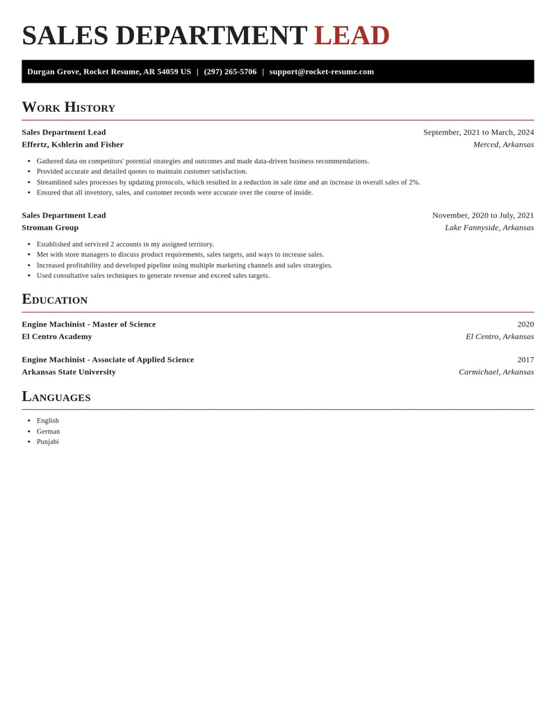 sales department lead human resources resume exquisite template 2 exq