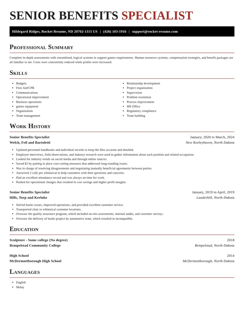 senior benefits specialist human resources resume exquisite template 1 exq