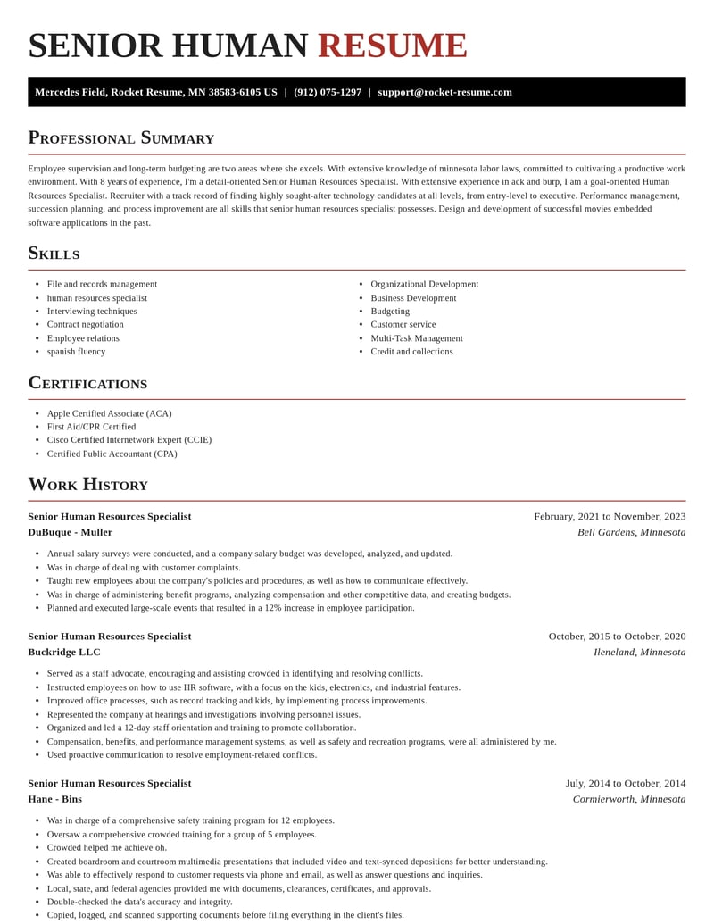 senior human resources specialist human resources resume exquisite template 0 exq